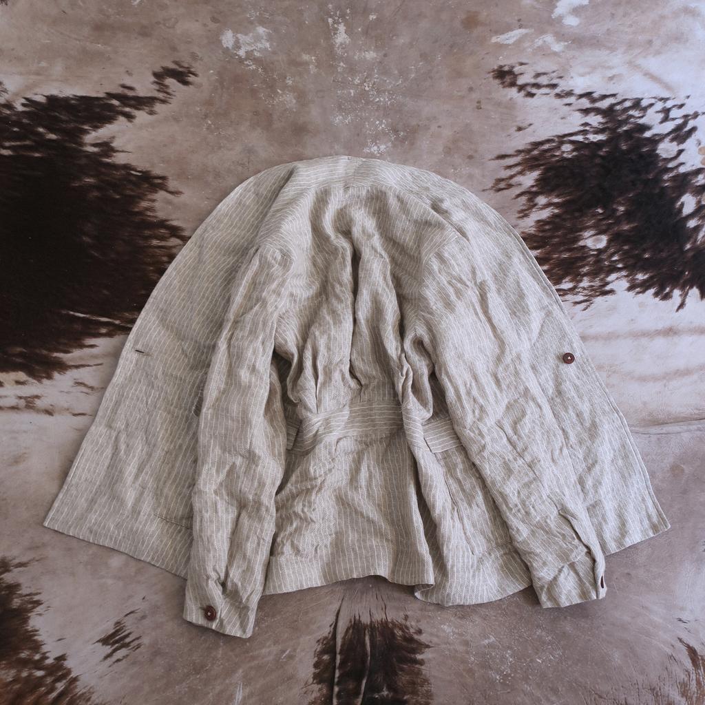 Jacket #1 in ivory herringbone wool-linen blend