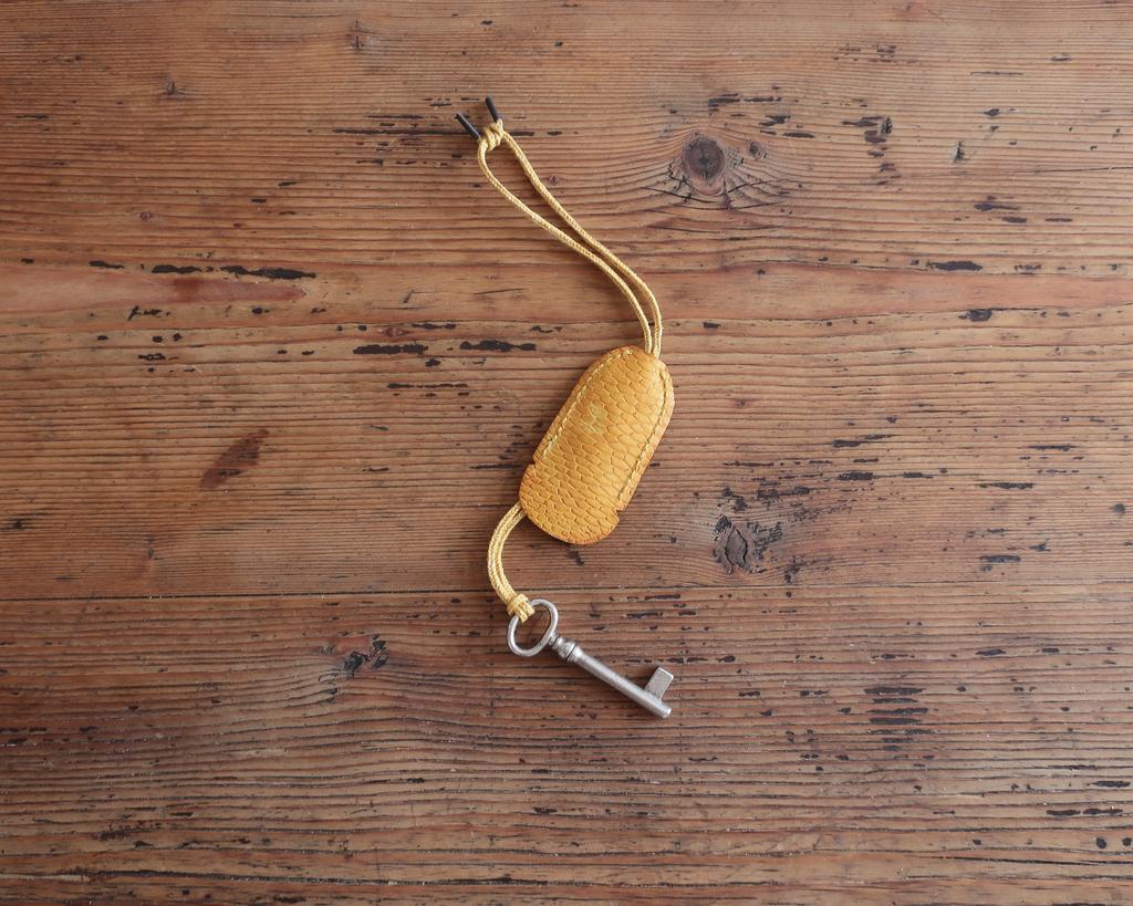 Yellow beaver tail key case with ad old key Drasvi Venn X KOROB KOROB