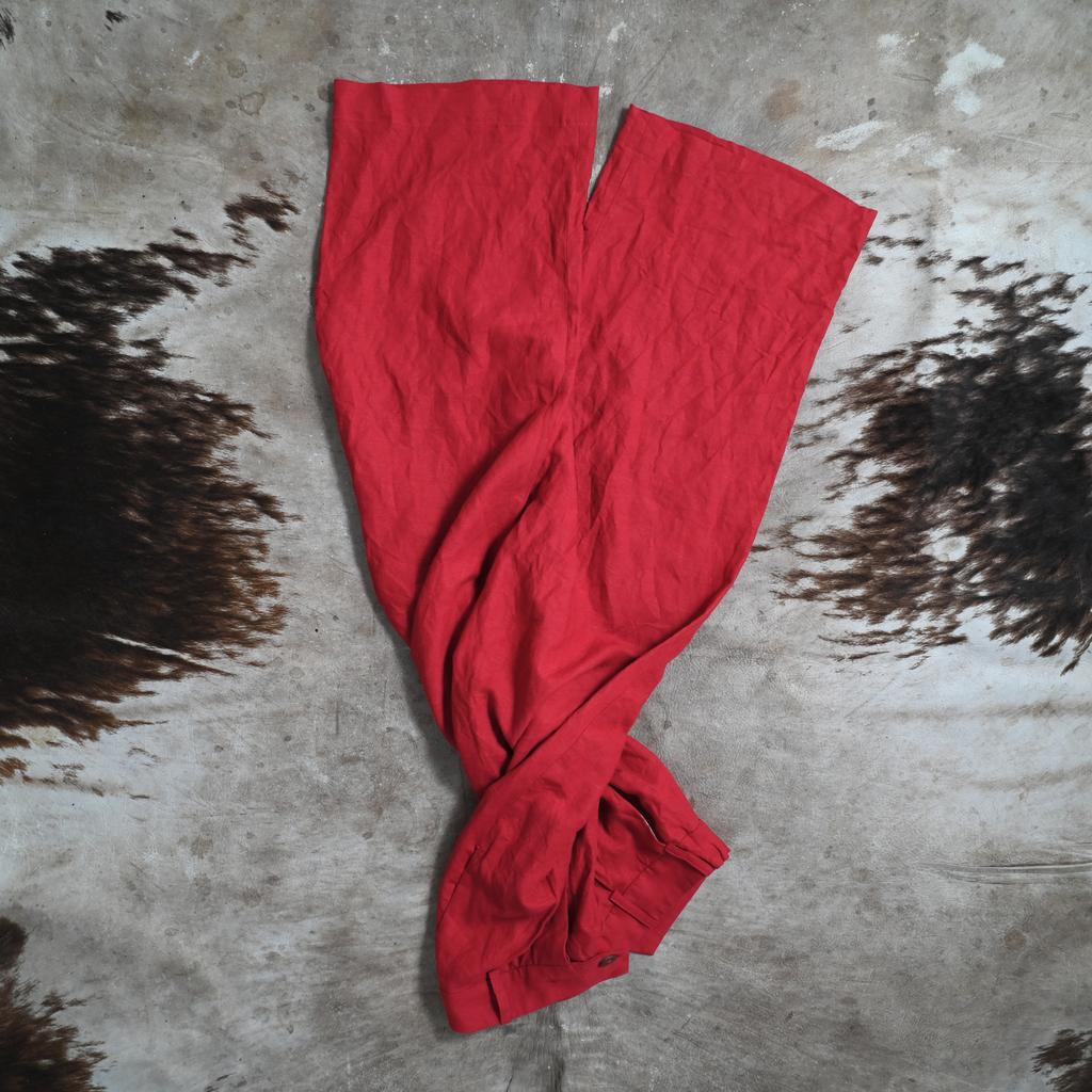 Trousers #1 in dark red linen