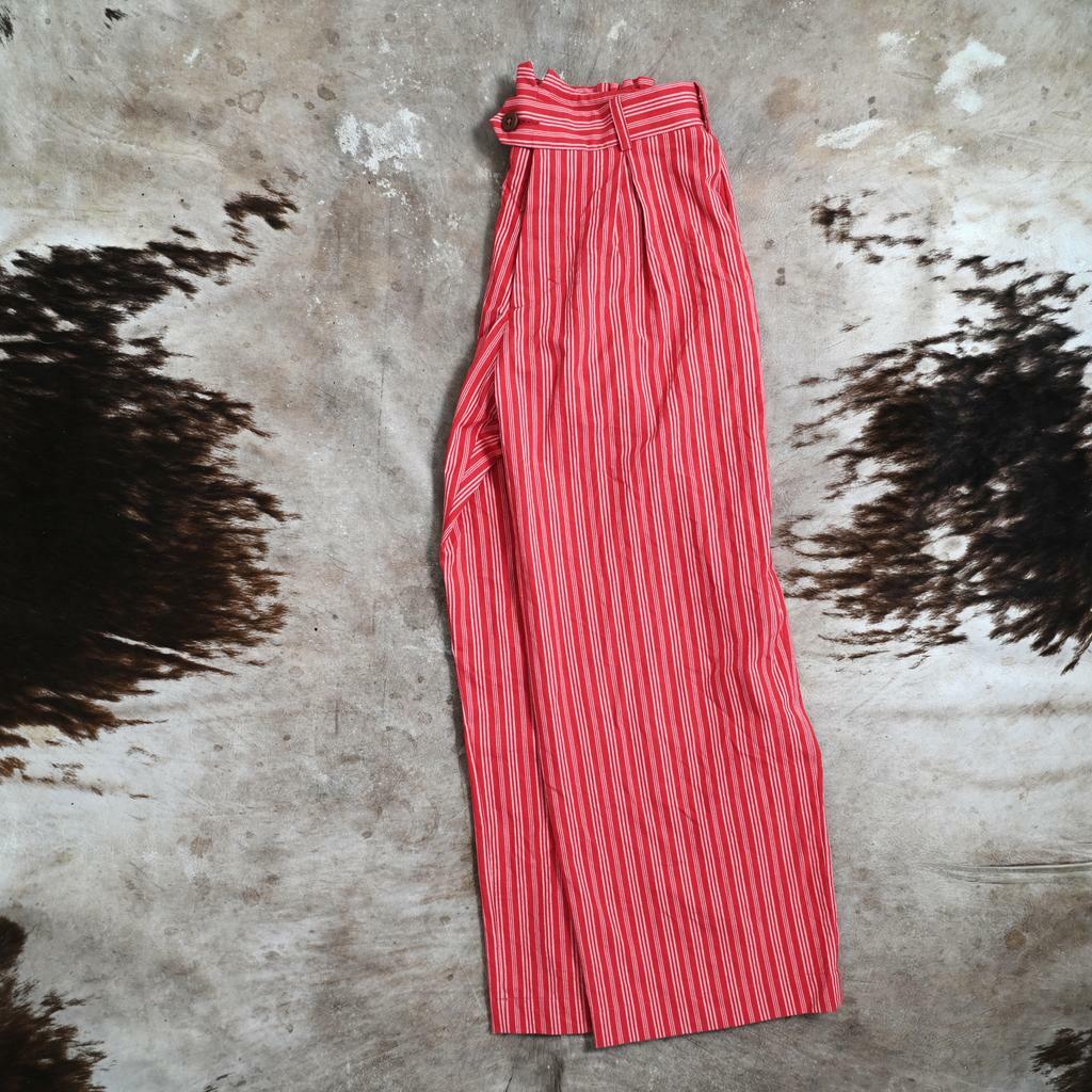 Trousers #1 in striped red cotton
