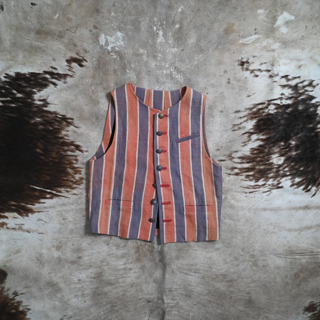Vilash's vest in striped antique handwoven linen