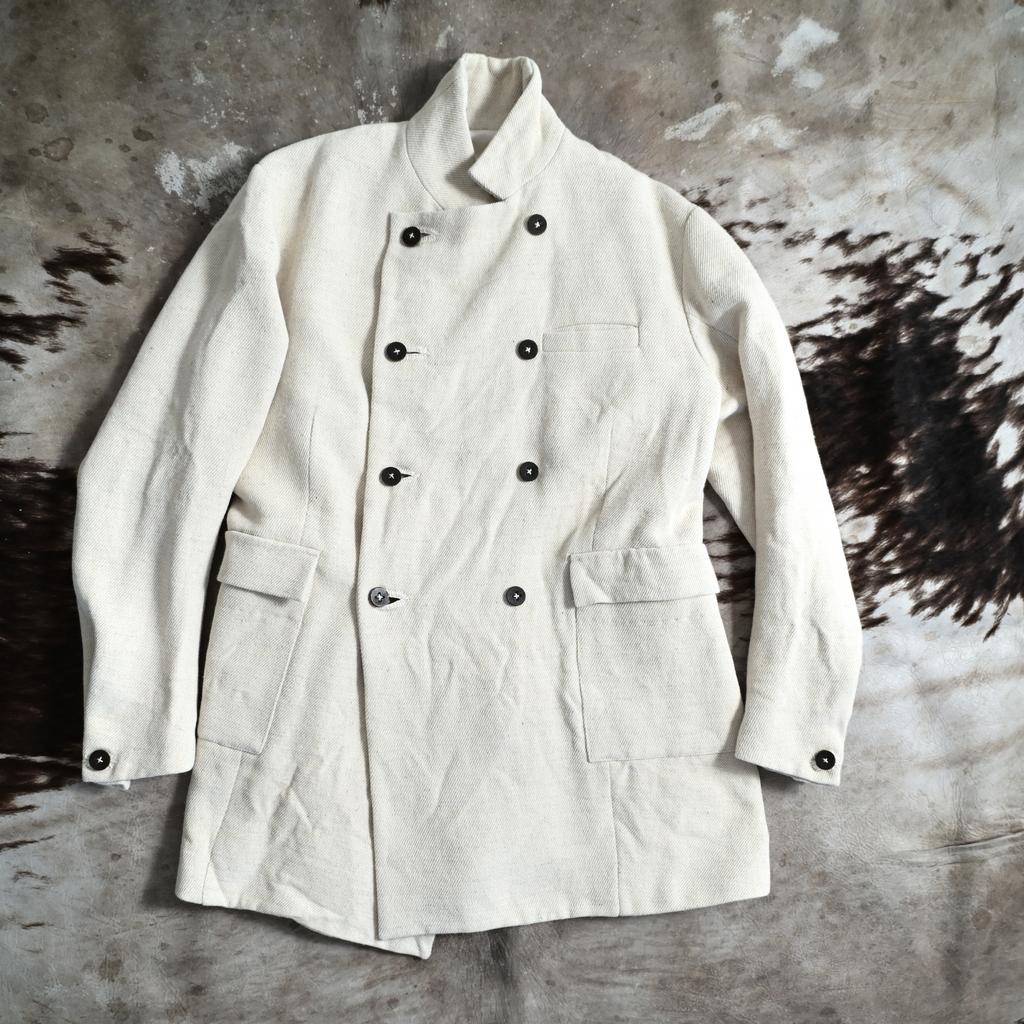 Volkh's jacket in undyed Ukrainian wool and hemp blend