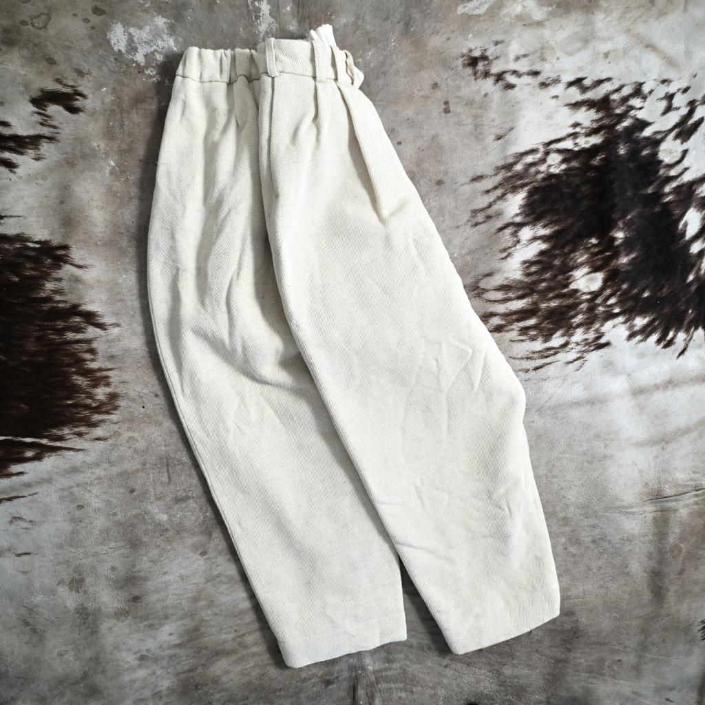 Volkh's trousers in undyed Ukrainian wool and hemp blend