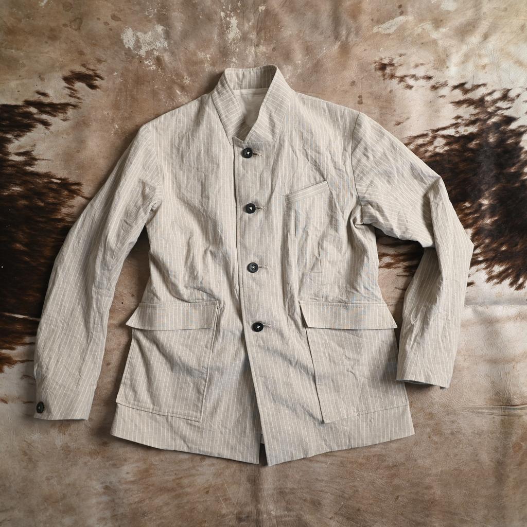Jacket #5 in warm grey striped linen