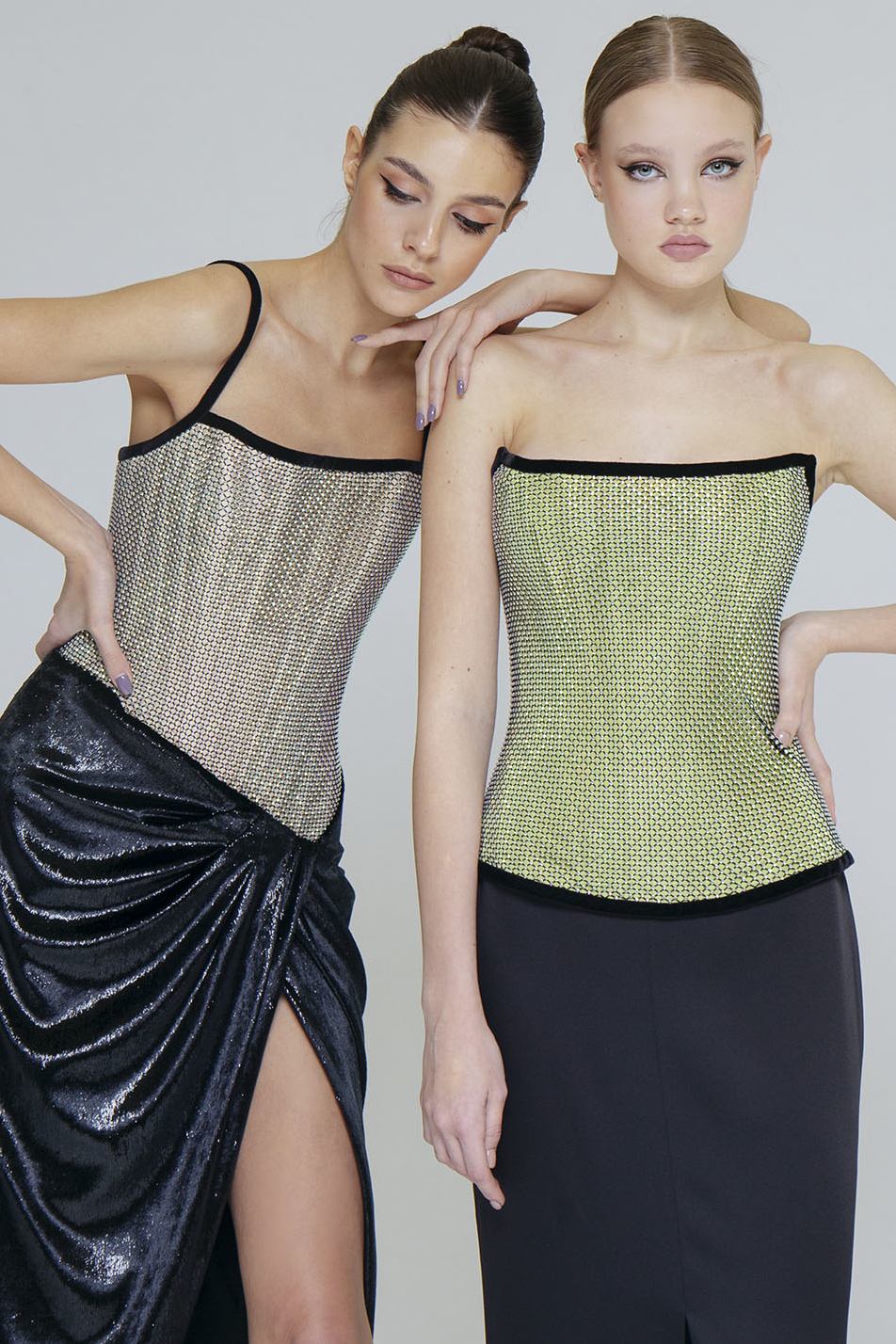 Вечерний шелковый корсет с кристаллами