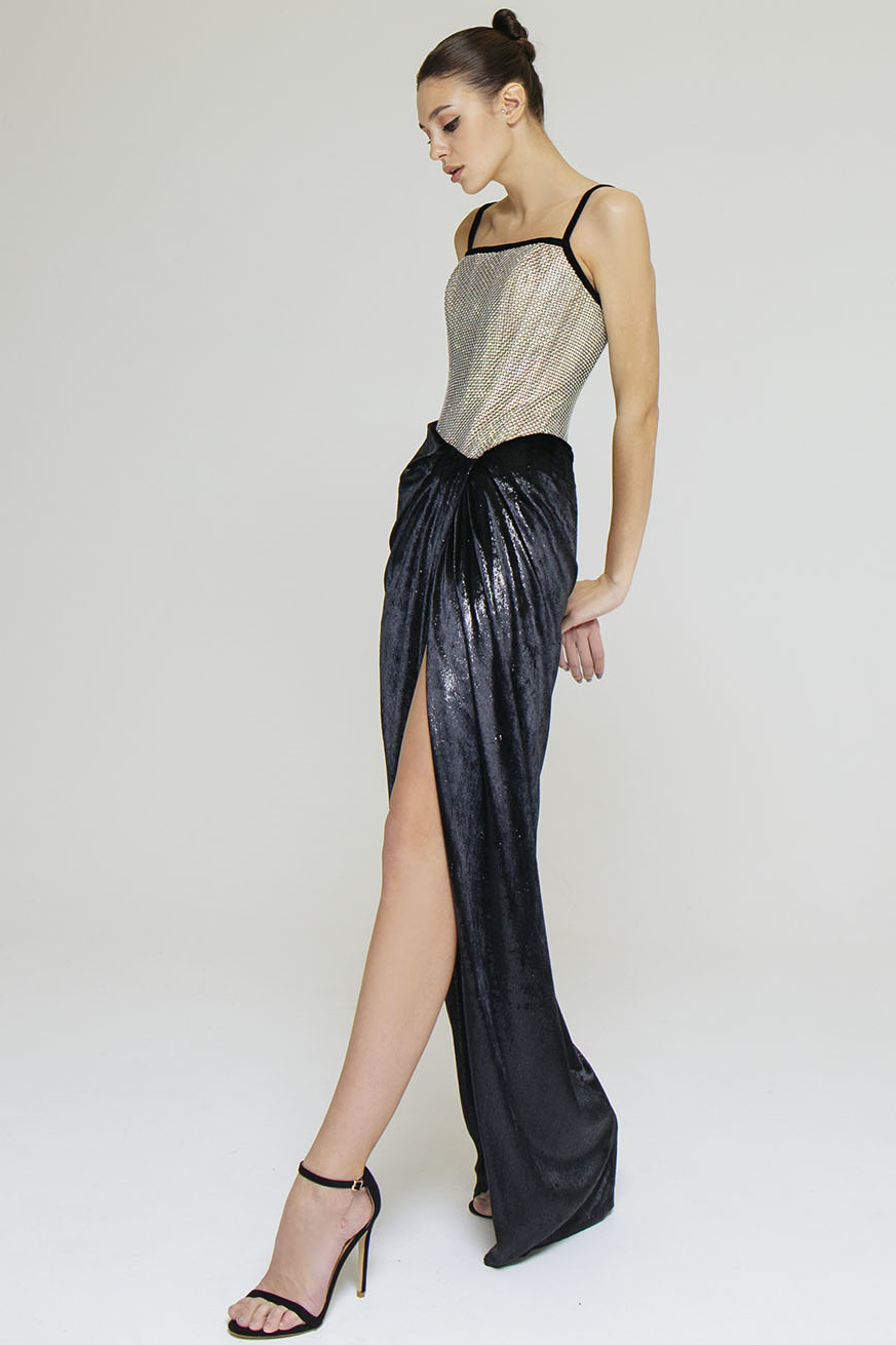 вечернее корсетное платье с кристаллами