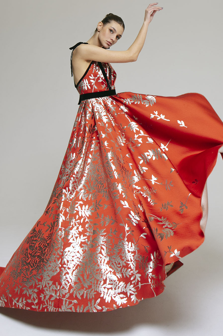 вечернее платье из жаккарда