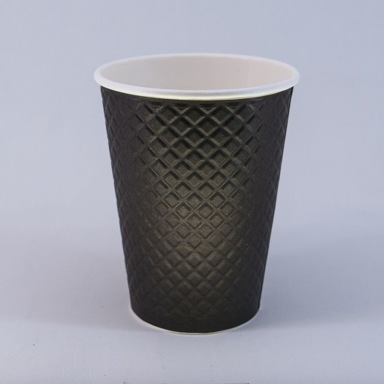Стакан бумажный 350/400 мл «Waffle Black», двухслойный, 25 штук/упак.
