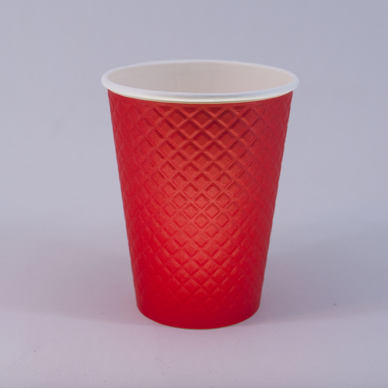 Стакан бумажный 350/400 мл «Waffle Red», двухслойный, 25 штук/упак.