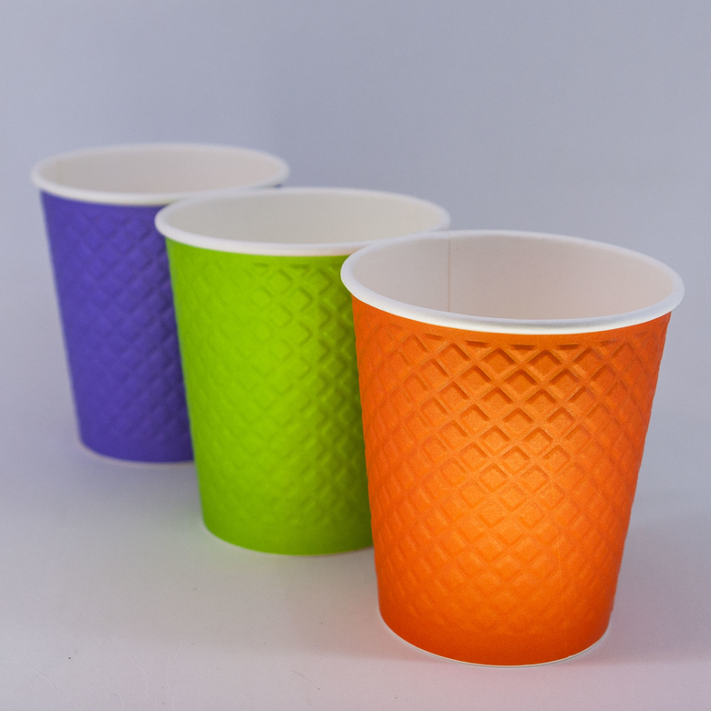 Стакан бумажный 250/270 мл «Waffle Ассорти», двухслойный, 25 штук/упак.