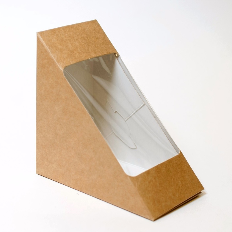 Сендвич-бокс с окном 130х130х40 мм, "КРАФТ", 50 штук/упак.