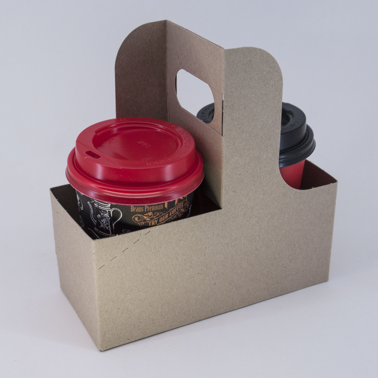 Лоток для переноски под 2 стакана (TRAY) крафт, 25 штук