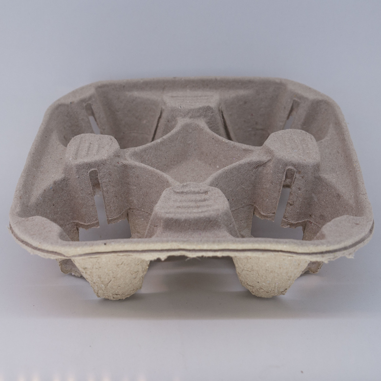 Держатель из целлюлозной массы на 4 стакана, 10 штук/упак.