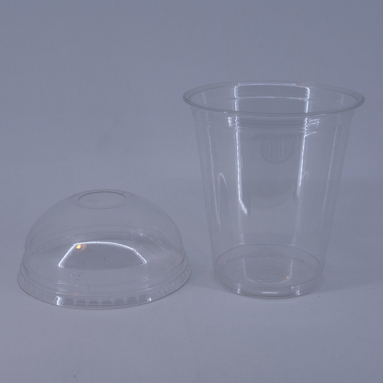 Стакан коктейльный 300 мл, горловина 95 мм с купольной крышкой с отверстием,  РФ,  50 штук/упак.