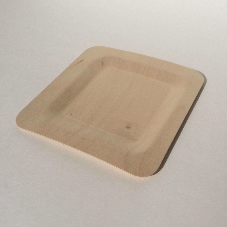 Тарелка квадратная из дерева 180 мм, 3 штук/упак.