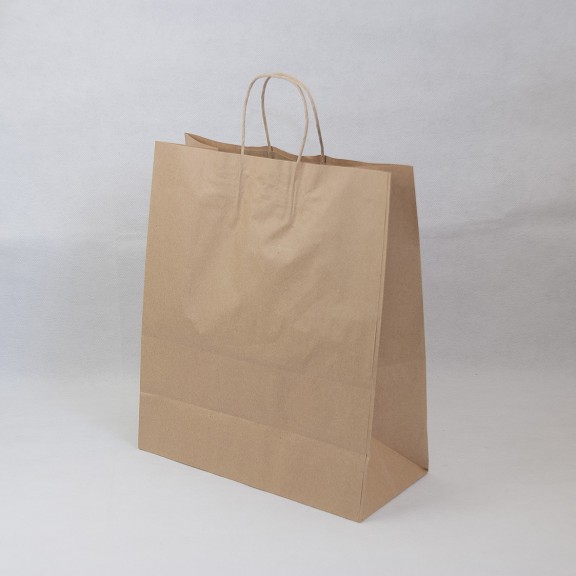 Пакет с витой ручкой "на вынос" 220х120х250, крафт,  РФ, 250 штук/упак.