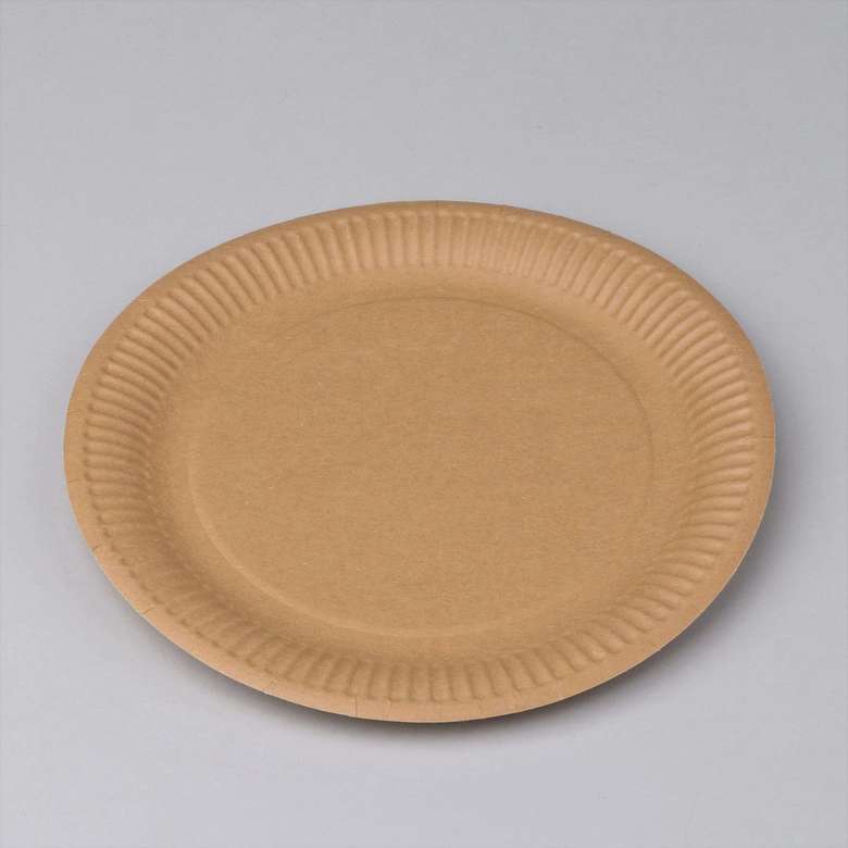 Бумажная тарелка 165 мм, крафт, 100 штук/упак