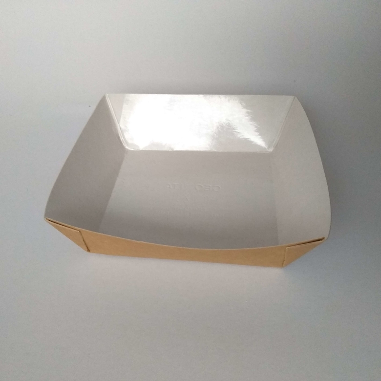 Лоток 550 мл (ECO TRAY 550), без ламинации, крафт/белый, 60 штук/упак.