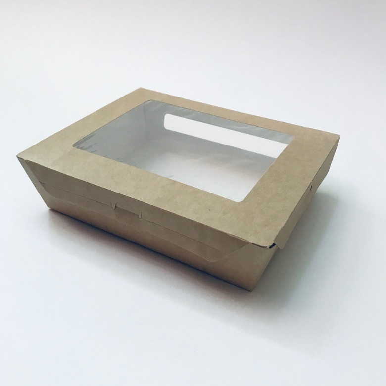 Ланч-Бокс c окном 1000 мл, 190х150х50мм, крафт, 25 штук/упак.