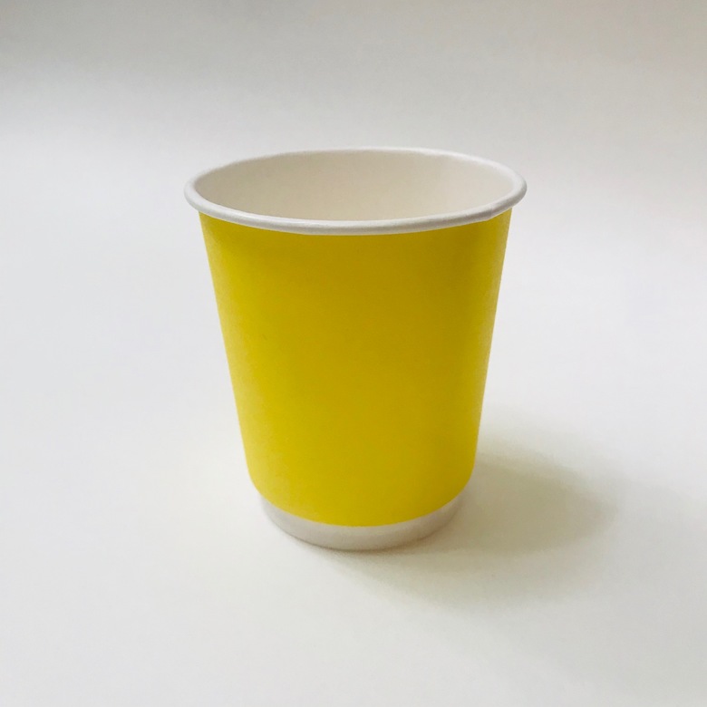Стакан бумажный 250/270 мл «Жёлтый», двухслойный, 15 штук/упак.