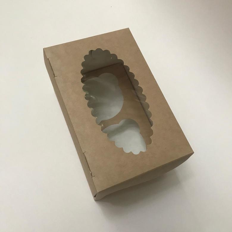 Упаковка на 2 маффина (ECO MUF 2), крафт, 25 штук/упак.