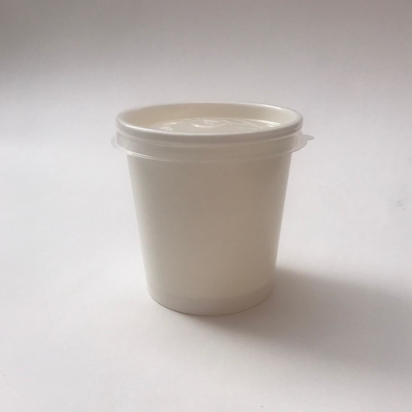 Контейнер с круглым дном с крышкой 300мл, белый, 50 штук/упак (Papperskopp)