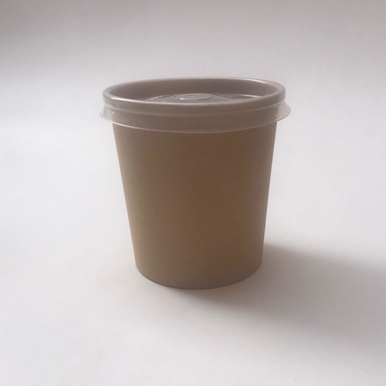 Контейнер с круглым дном с крышкой 440мл, крафт, 50 штук/упак, РФ