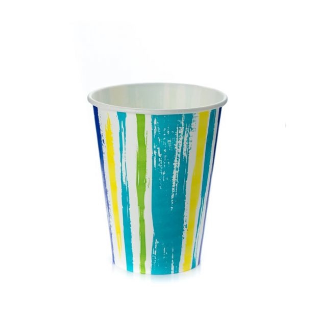 Стакан бумажный 300/410 мл «Полоски» для холодных напитков, 50 штук/упак.