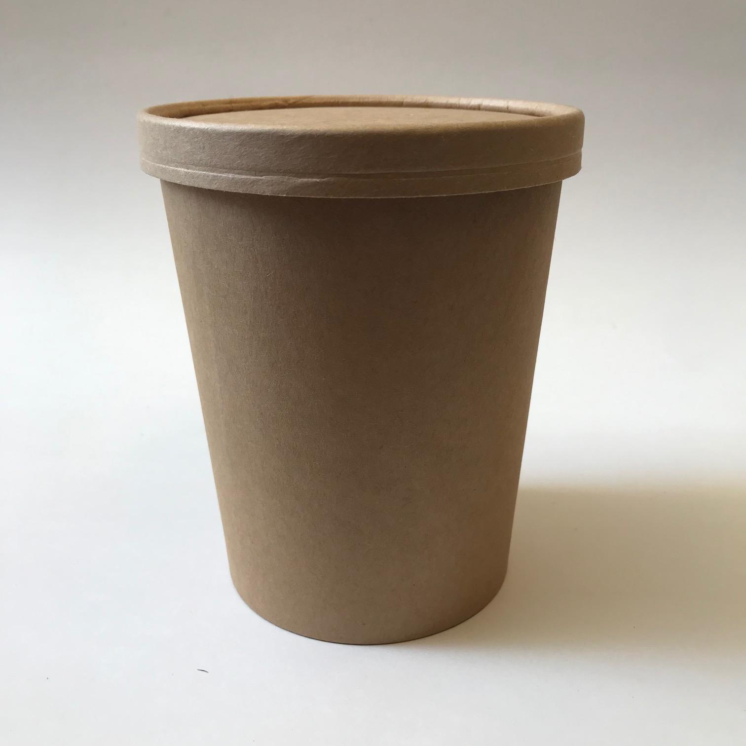 Крышка картонная к Чаше суповой 960мл, крафт, 25 штук/упак (Китай)