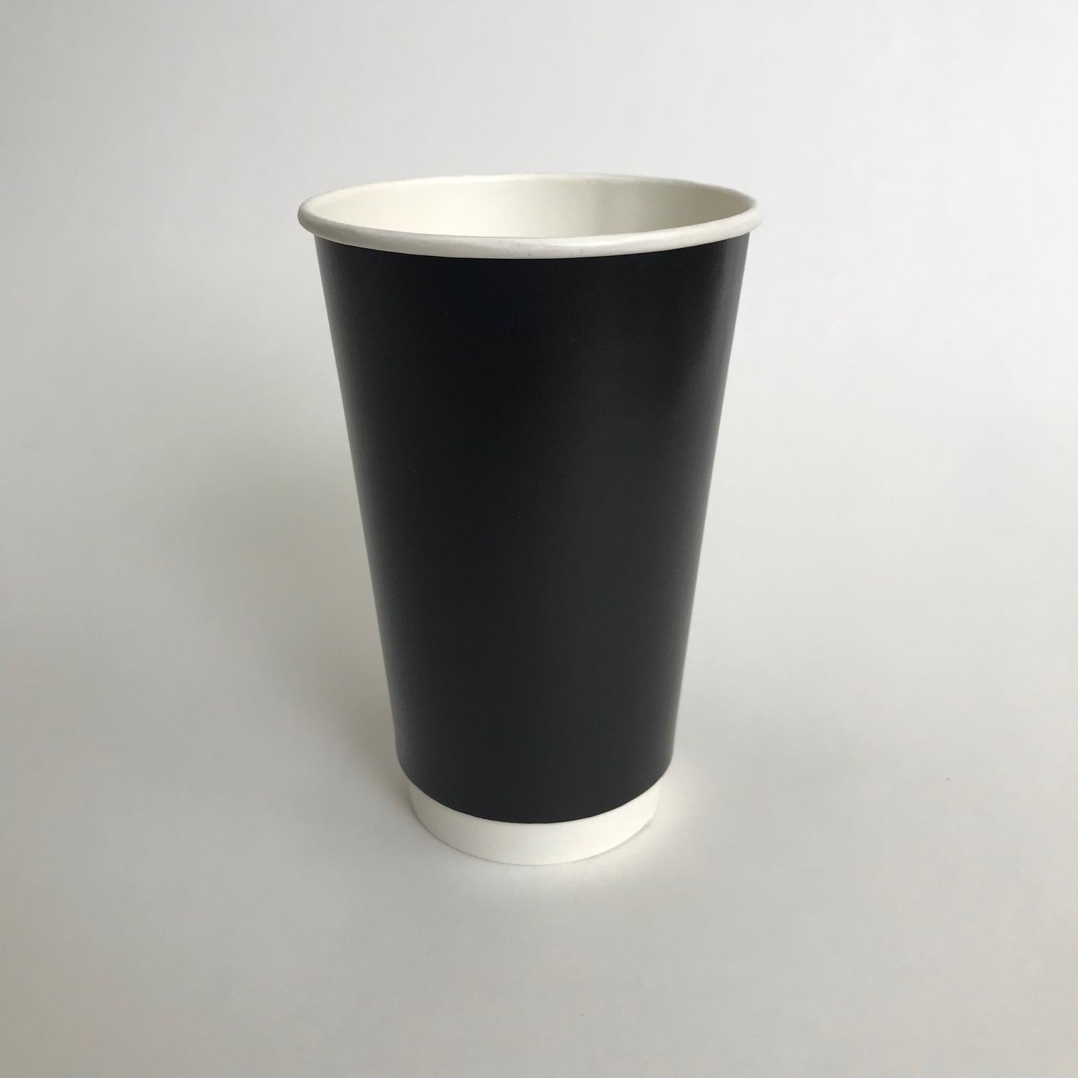 Стакан бумажный 400/518 мл «Чёрный», двухслойный, 18 штук/упак.