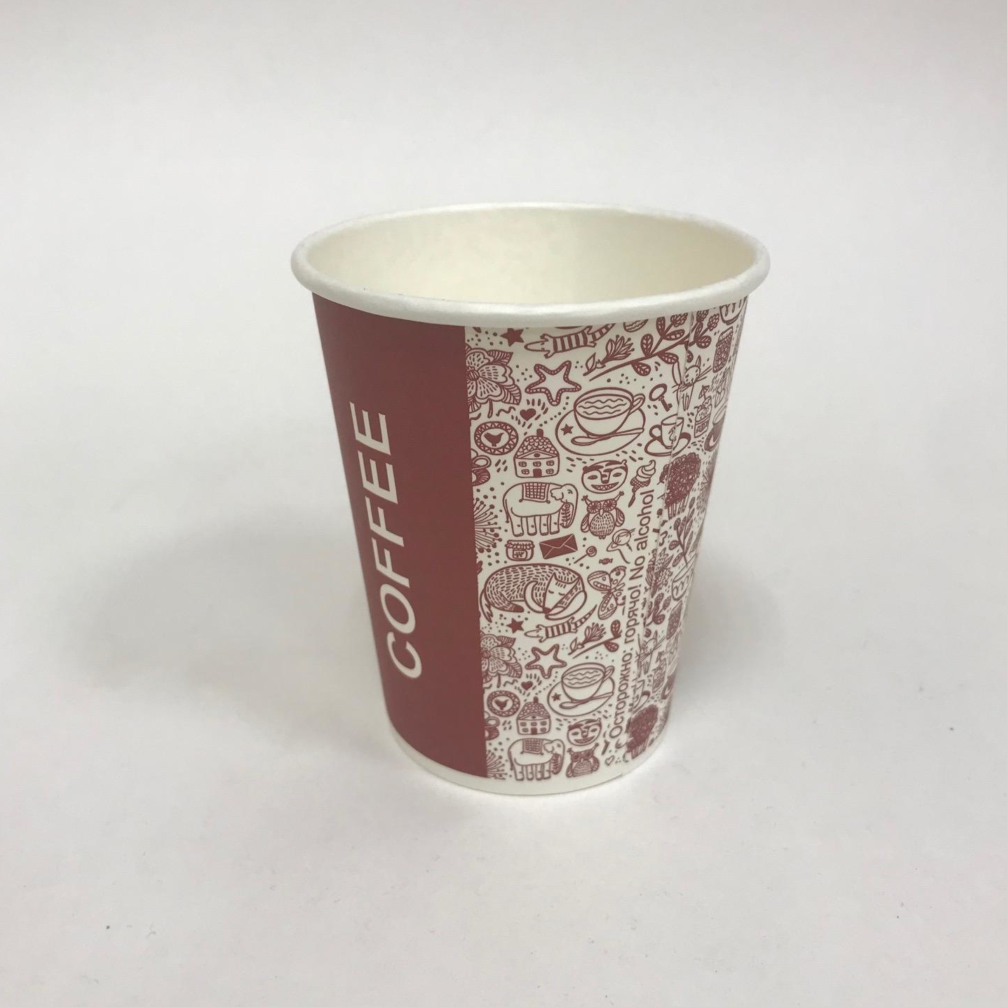 Стакан бумажный 250/270 мл «Кофе», 50 штук/упак. (ЛигаПак, Россия)