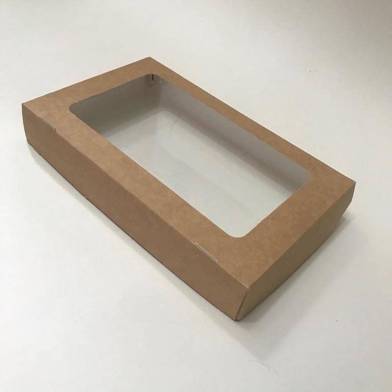 Суши-бокс с окном (TABOX1450) 250*150*40 мм, "КРАФТ",  1450 мл, 25 штук/упак.