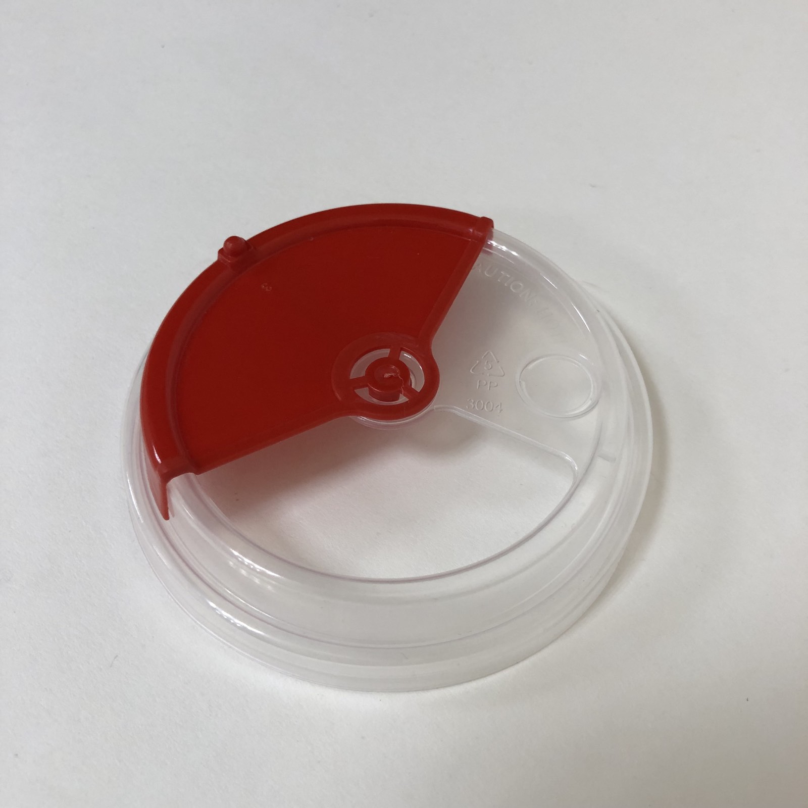 Крышка  для стакана тип Б, 90 мм в комплекте с заглушкой, прозрачная/красная, 50 штук/упак.