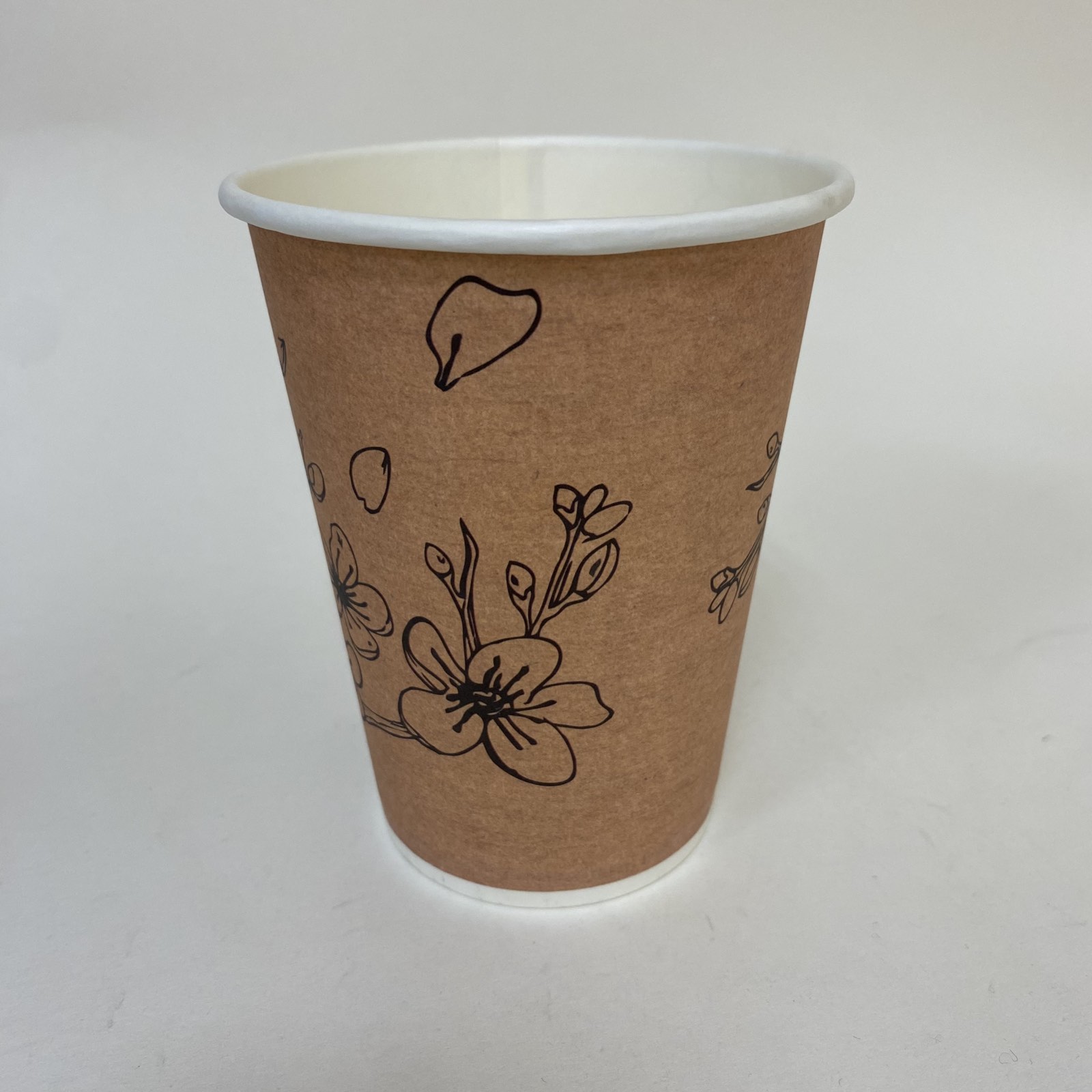 Стакан бумажный 350/430 мл «Цветы крафт», 40 штук/упак (ГеккоКапс)