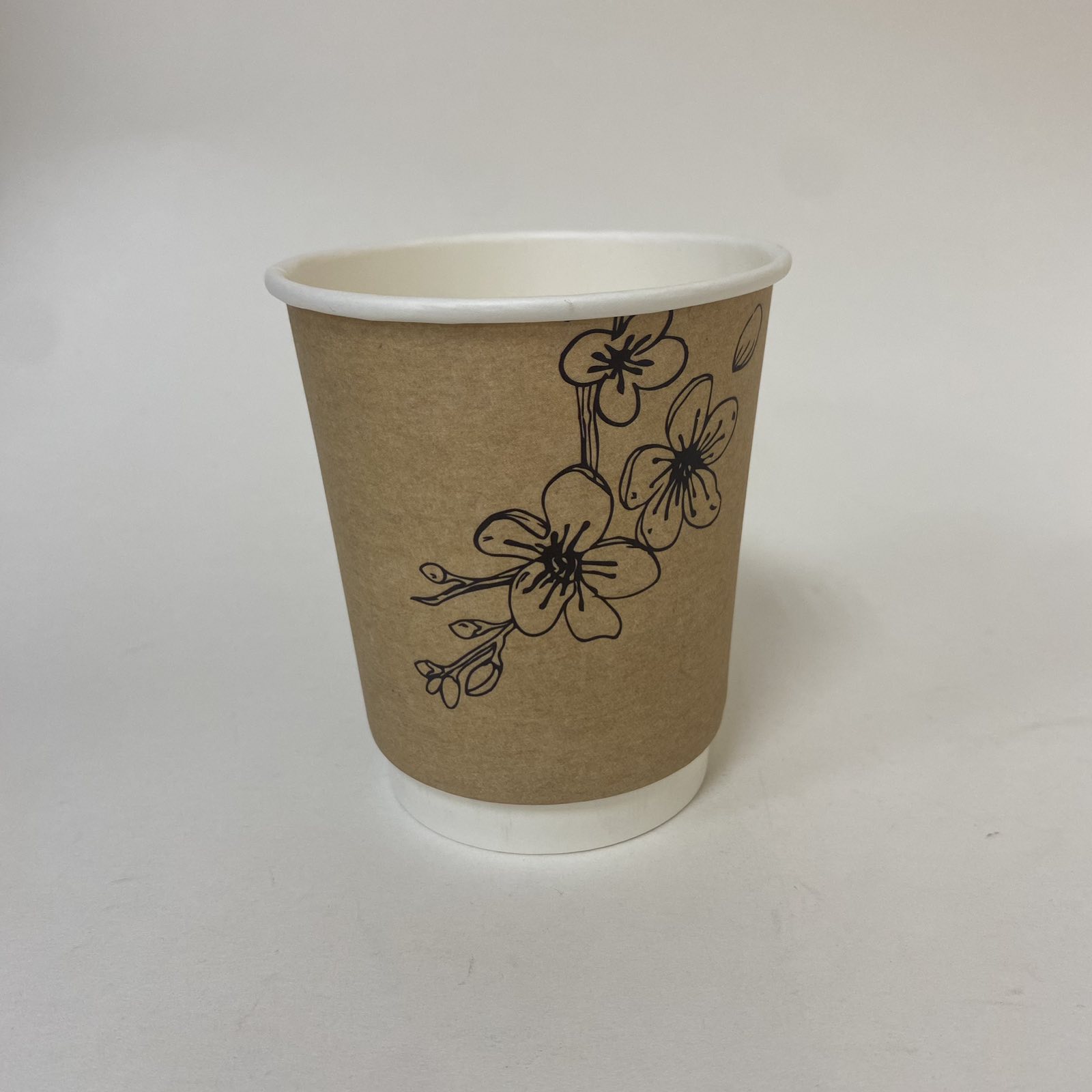 Стакан бумажный 250/270 мл «Цветы крафт», двухслойный, 15 штук/упак.