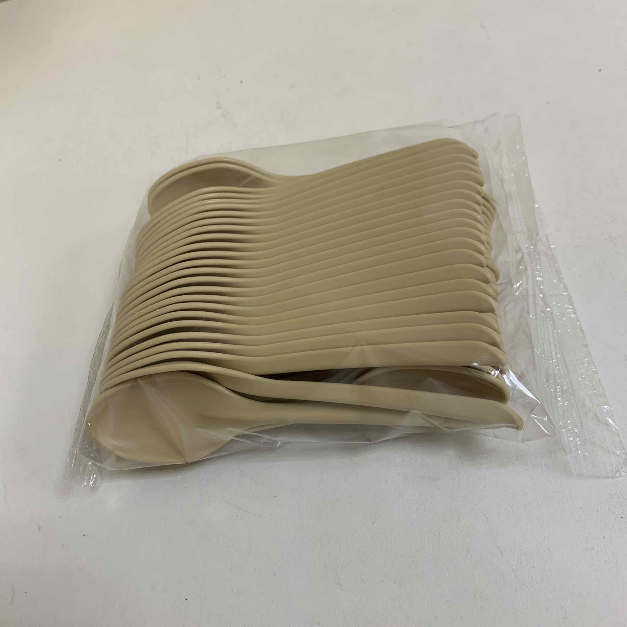 Ложка, крахмал,  120 мм, бежевый, 50 штук/упак.