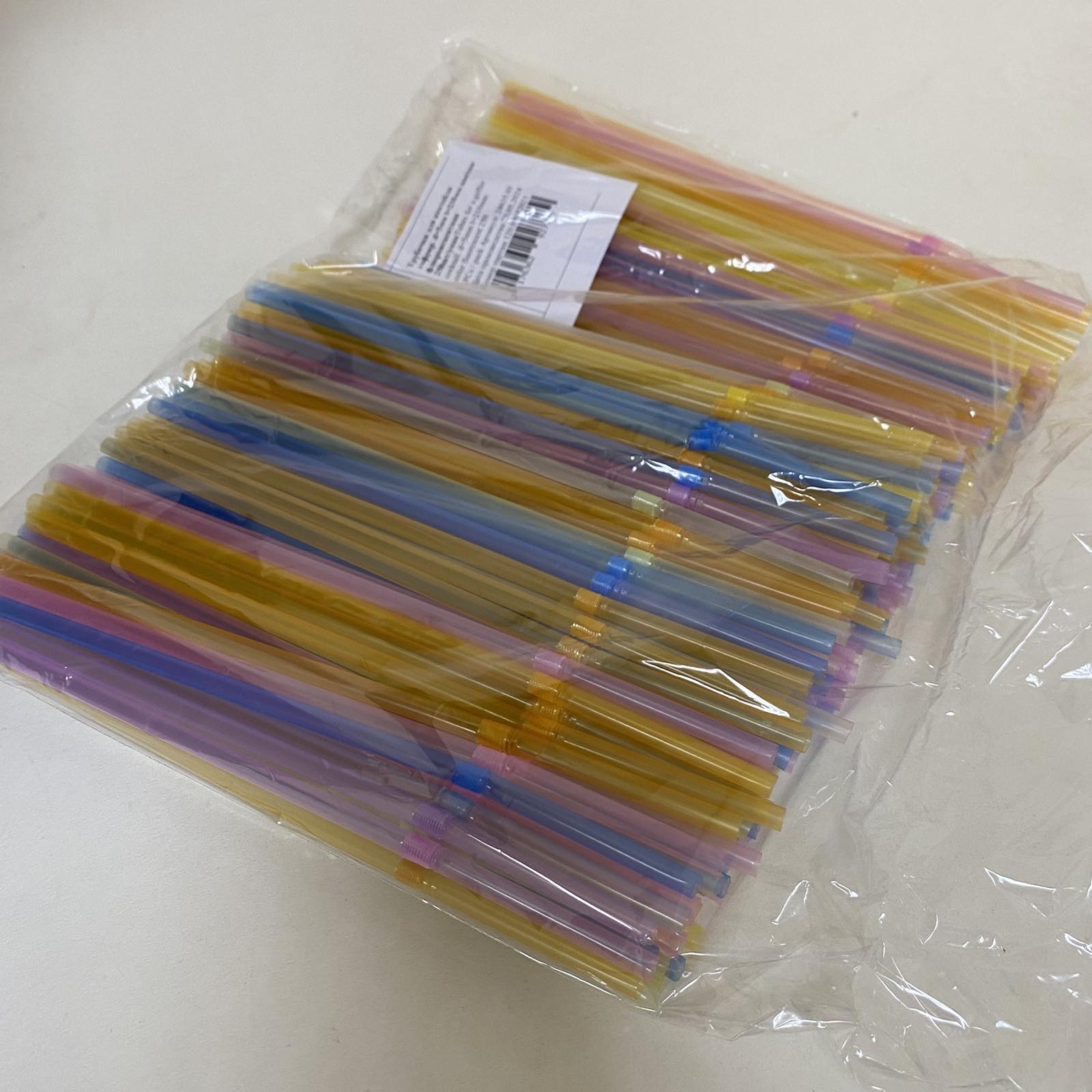 Трубочки для коктейля гофр.d=5мм l=210мм , цветная флюроисцентная, 250 шт/упак