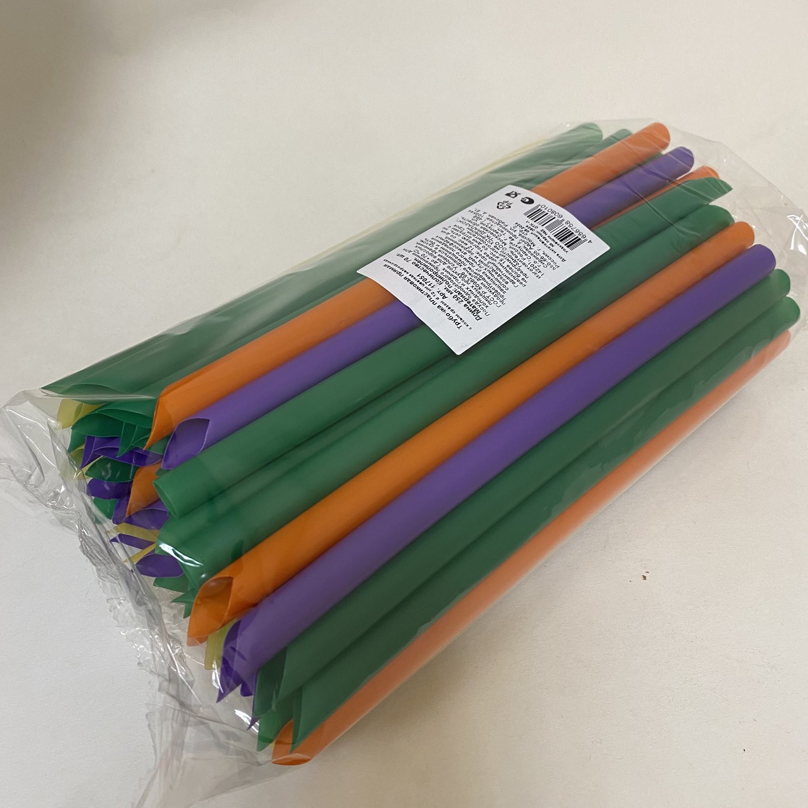 Трубочки для коктейля прямая со скошенным краем,d=12мм l=240мм ,цветные 250шт/упак