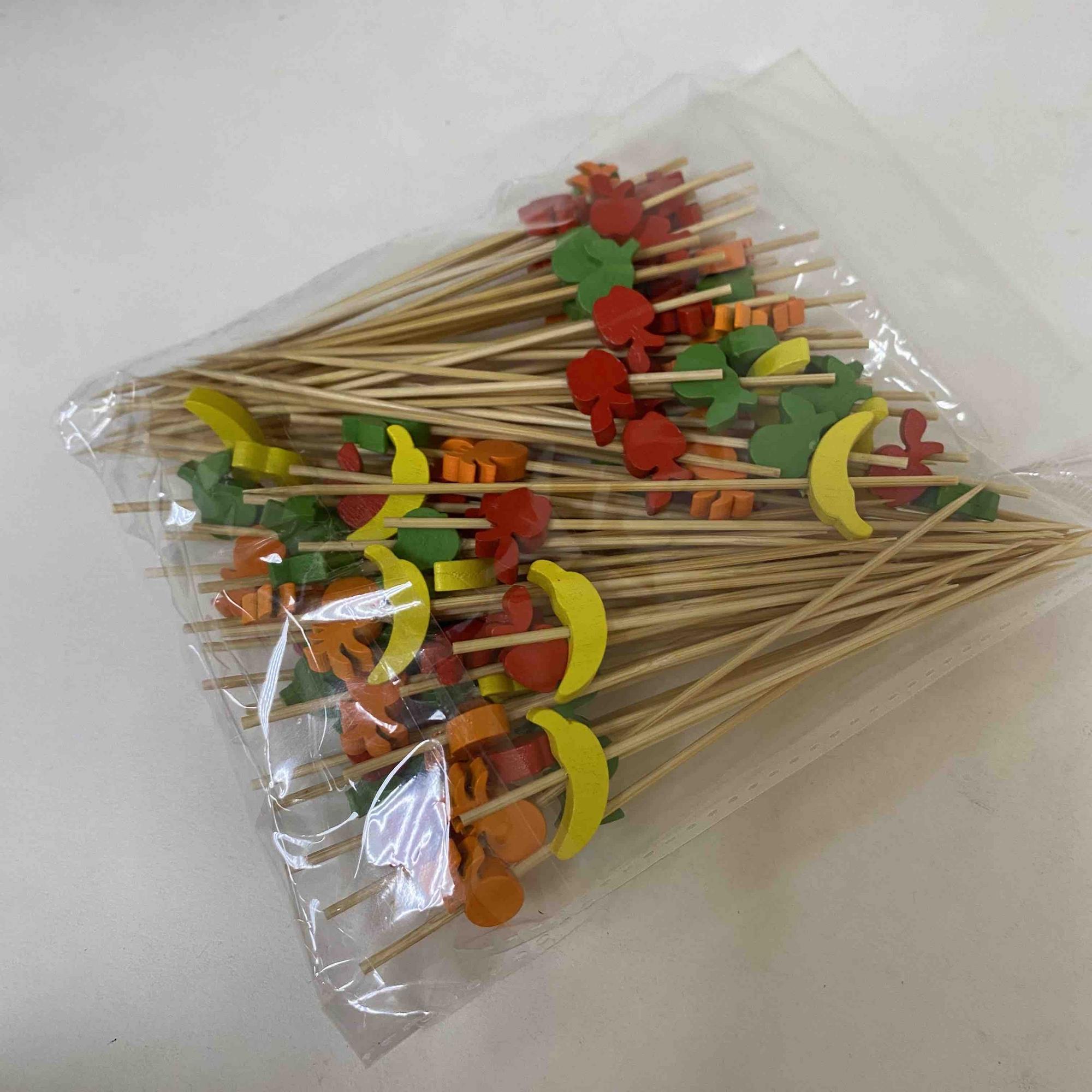 Пика бамбуковая для канапе Фрукты 12 см, 100шт/упак