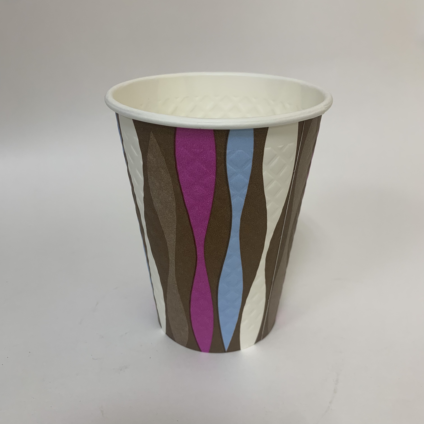 Стакан бумажный 350/430 мл «Волны рифлёные», 50 штук/упак, (Россия)