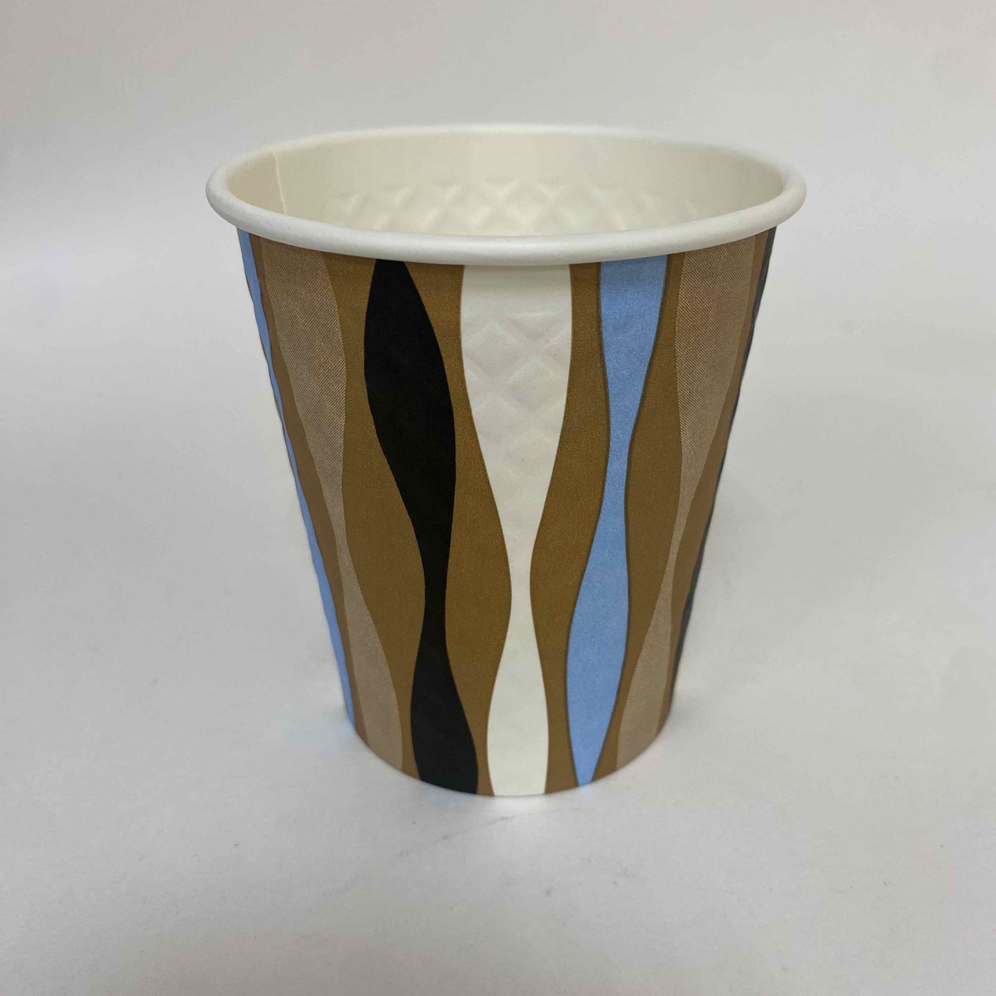 Стакан бумажный рифленый 250/270 мл «Волны», однослойный, 50 штук/упак.