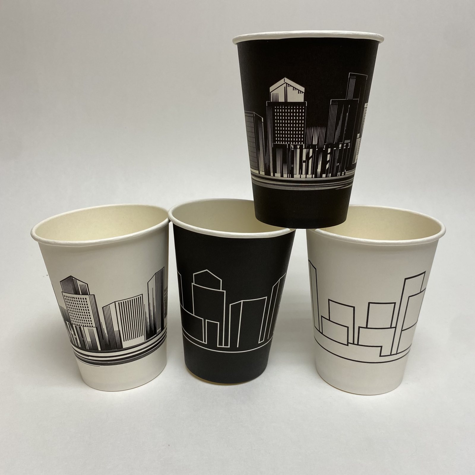 Стакан бумажный 350/430 мл «Небоскребы, 50 штук/упак, (Россия)
