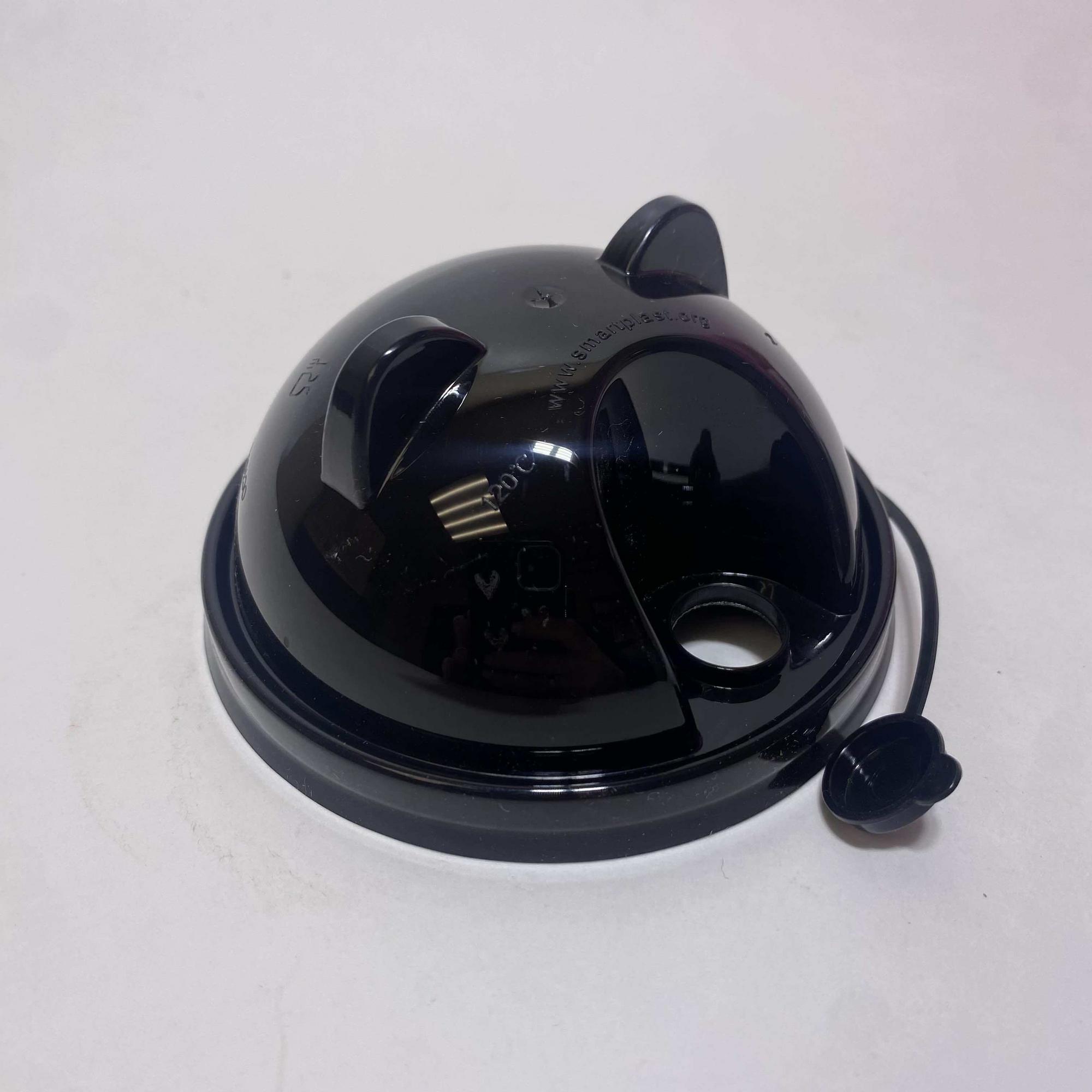 Крышка  для стакана купольная 90 мм CAT, черная, 45 штук/упак.