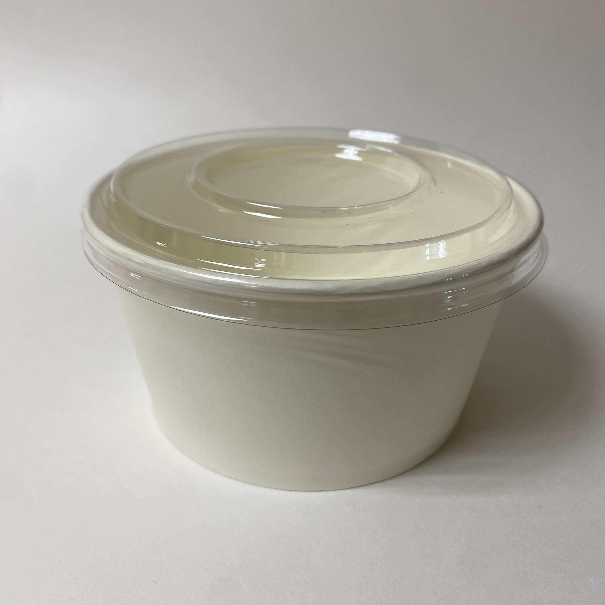 Контейнер с круглым дном Saami 720 мл, белый d=136 мм в комплекте с крышкой, 100штук/упак.