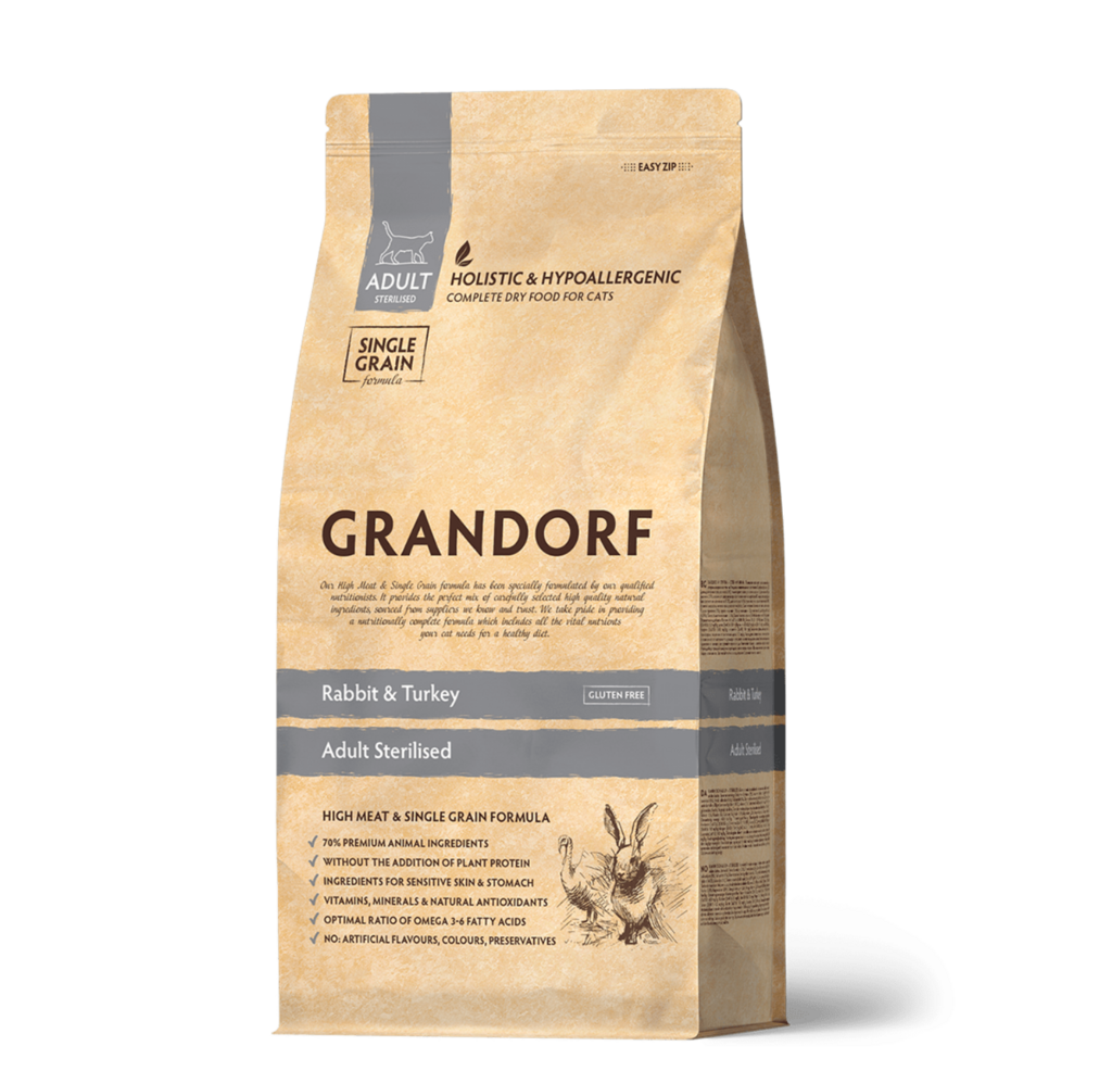 GRANDORF для стерилизованных кошек с кроликом и индейкой