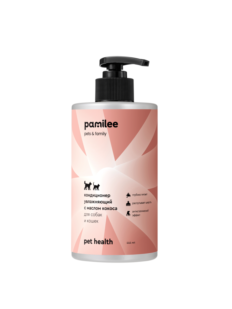 Кондиционер увлажняющий с маслом кокоса для собак и кошек pet health pamilee 444 ml