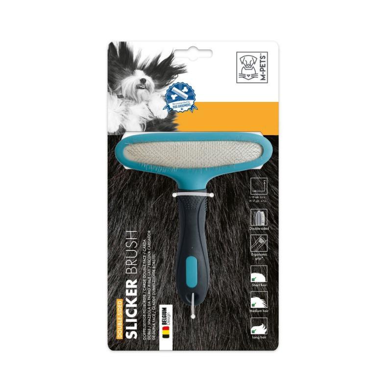 M-PETS Двусторонняя щетка-сликер (пуходерка) DOUBLE - SIDED SLICKER BRUSH, 15х17 см