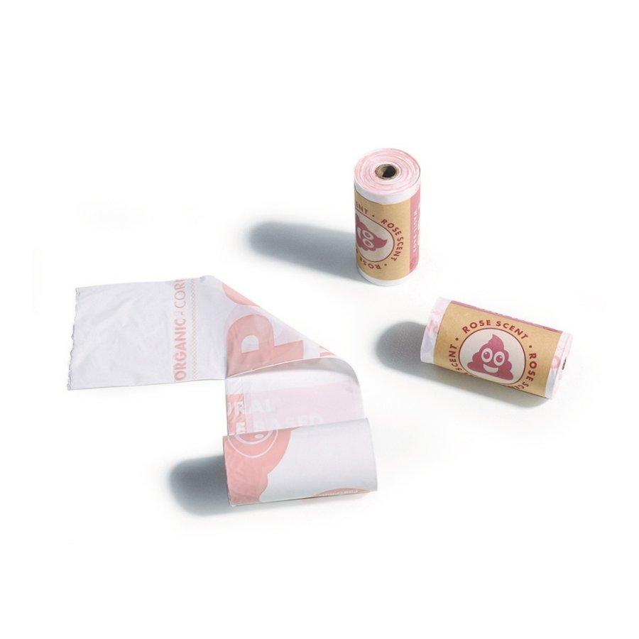 M-PETS Пакеты гигиенические для выгула собак ЭКО, запах Роза, цвет белый