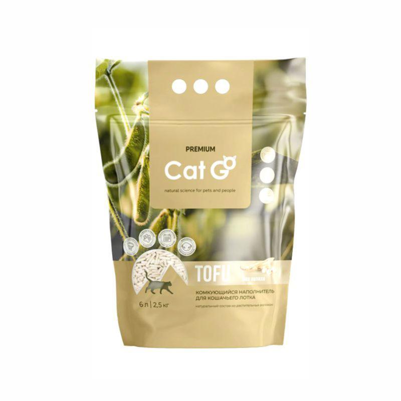 Наполнитель Cat Go TOFU для кошачьего туалета, комкующийся, растительный, 2,5 кг (6 л)