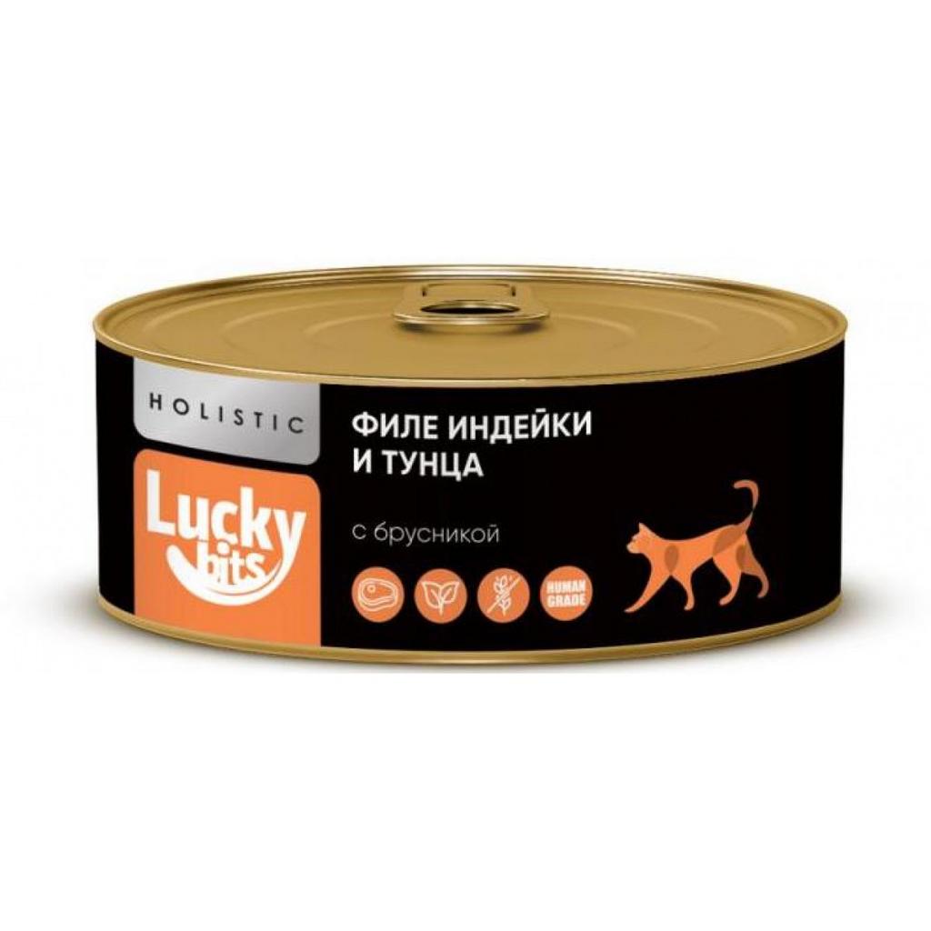 Lucky bits консервы для кошек филе индейки и телятины  100г.